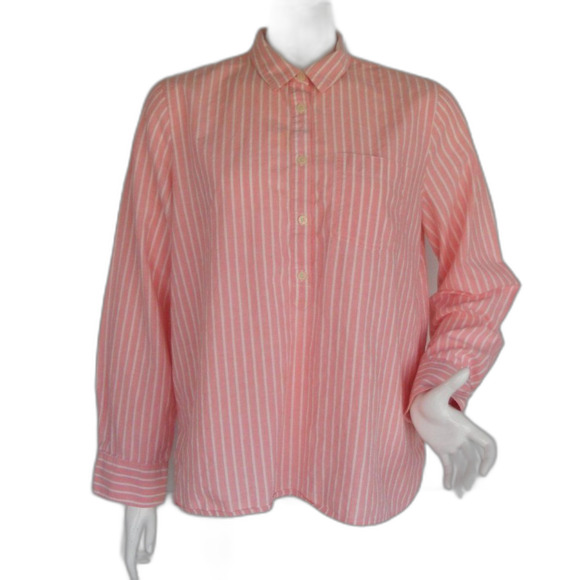 J. CREW Factory Blouse, XL, Boyfit/Boyfriend, Popover, Pocket, Salmon - Picture 1 of 10